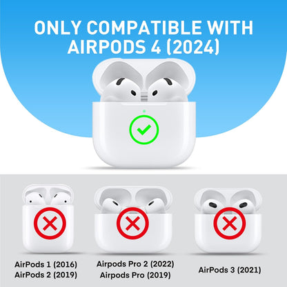 for Airpods 4 Case Leather, for Airpods 4Th Generation Case Cover Leather Airpod Gen 4 Protective Cover with Keychain Compatible with Apple Airpod Generation 4Th 2024, Black
