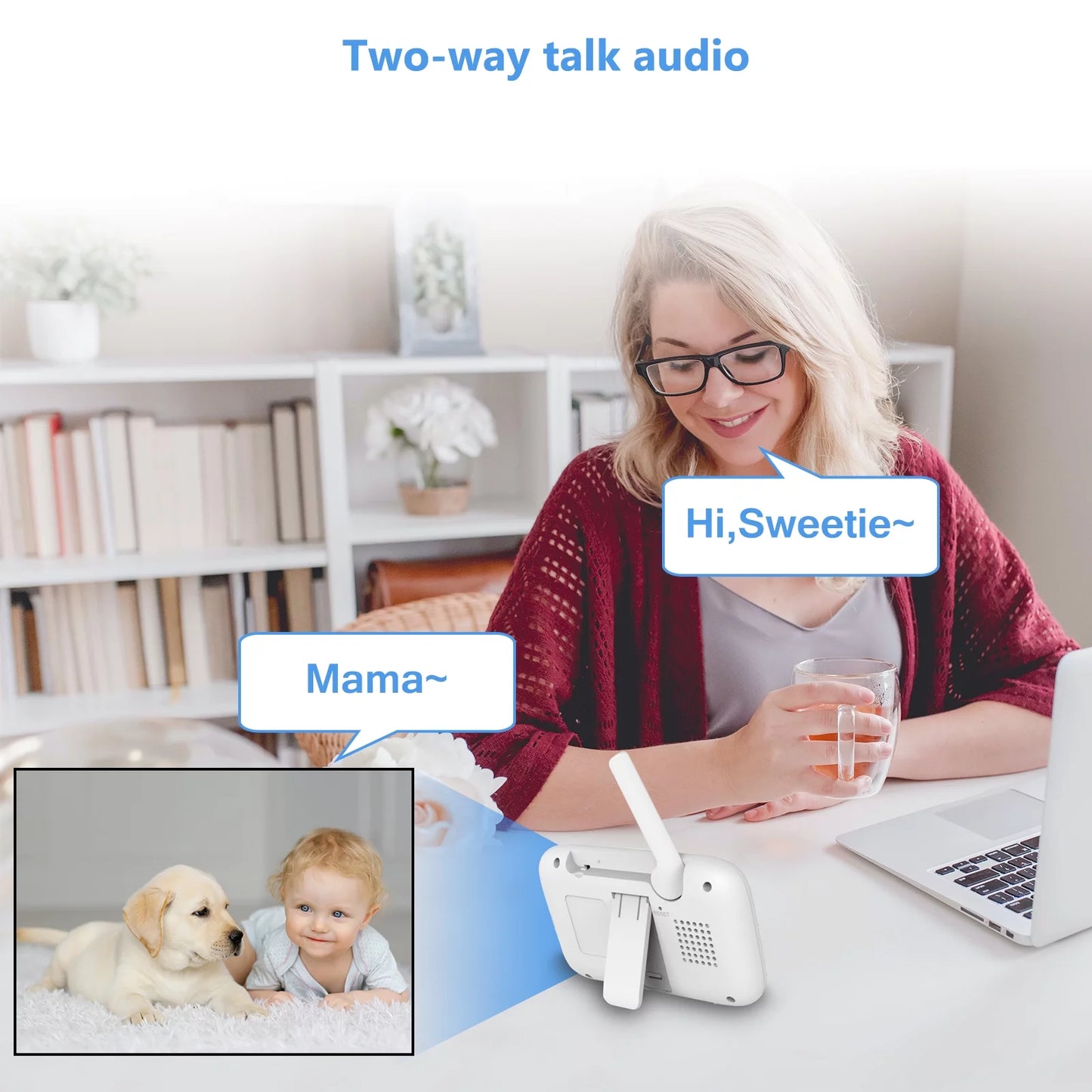 Hb6336 Baby Monitor with Camera and Audio, 3.2" IPS Color Display, Full Remote Pan and Zoom, IR Night Vision, 1000 Ft Range, Wall Mount, Non-WiFi Capability