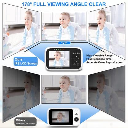 Hb6336 Baby Monitor with Camera and Audio, 3.2" IPS Color Display, Full Remote Pan and Zoom, IR Night Vision, 1000 Ft Range, Wall Mount, Non-WiFi Capability