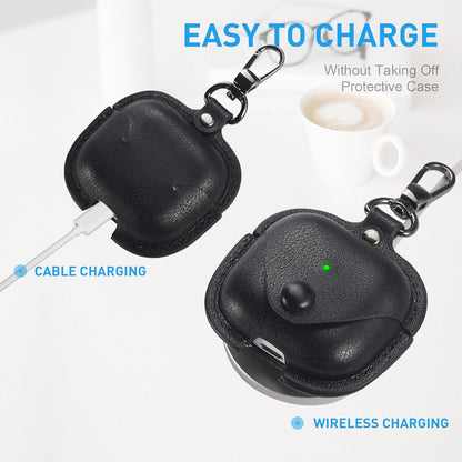 for Airpods 4 Case Leather, for Airpods 4Th Generation Case Cover Leather Airpod Gen 4 Protective Cover with Keychain Compatible with Apple Airpod Generation 4Th 2024, Black