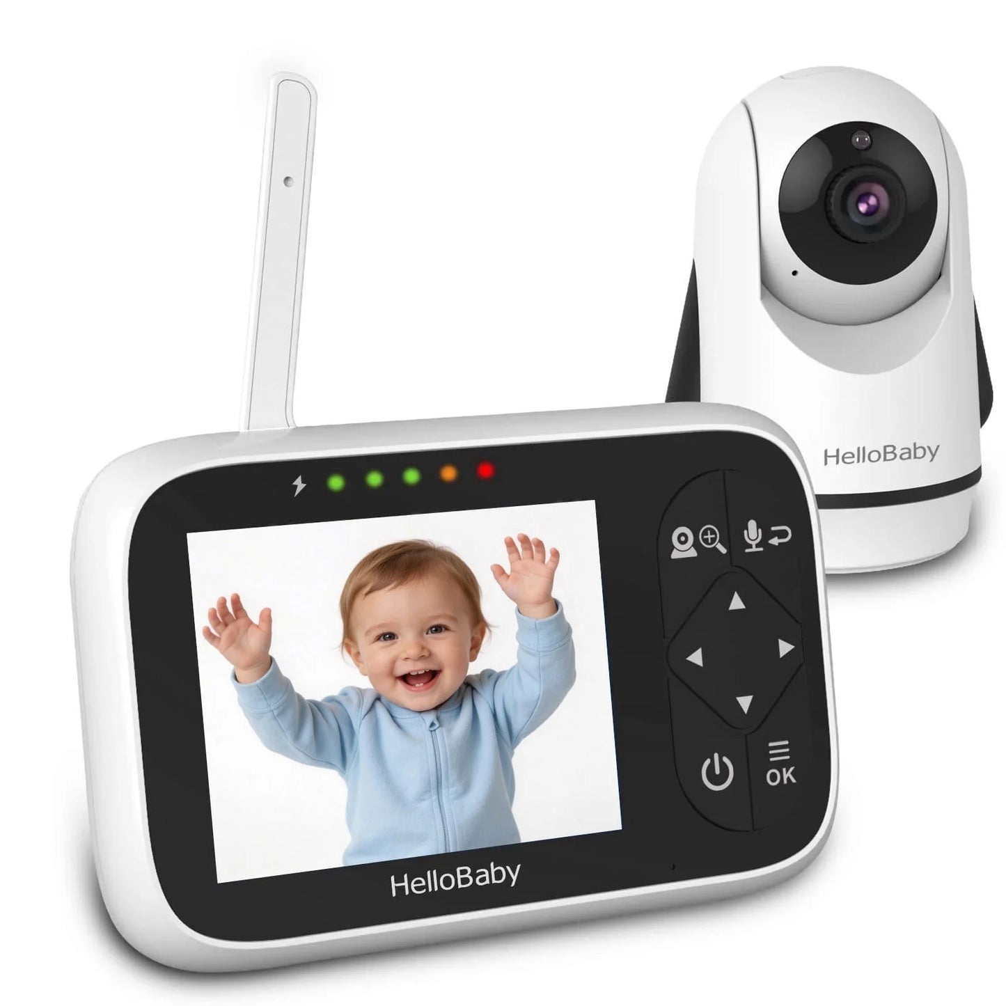 Hb6336 Baby Monitor with Camera and Audio, 3.2" IPS Color Display, Full Remote Pan and Zoom, IR Night Vision, 1000 Ft Range, Wall Mount, Non-WiFi Capability