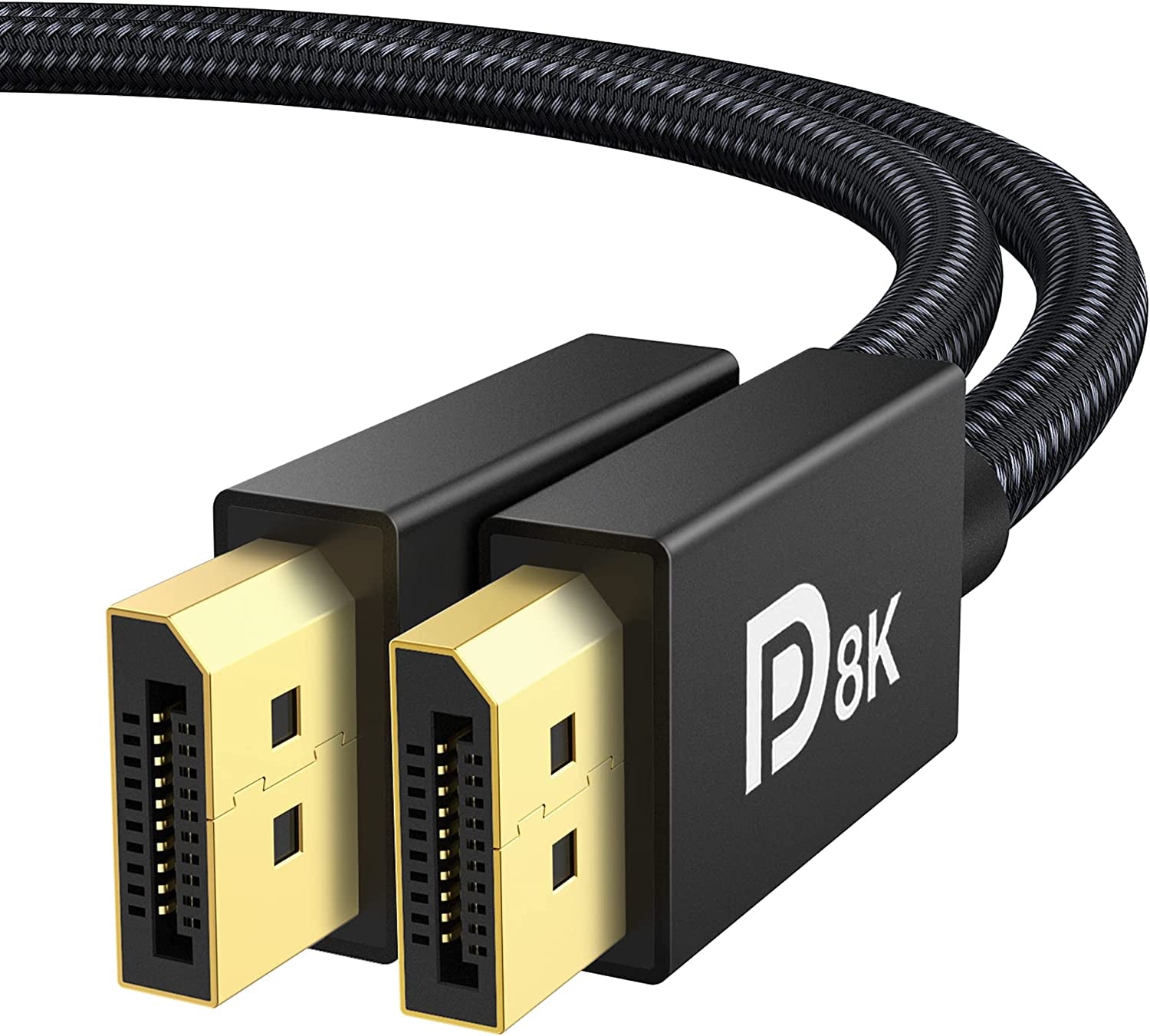 8K Displayport Cable 1.4, VESA Certified DP Cable 6.6Ft (8K@60Hz, 4K@240Hz, 2K@240Hz)Hbr3 Support 32.4Gbps, HDR, HDCP 2.2, Freesync G-Sync, Braided Display Port for Gaming Monitor, Graphics, PC