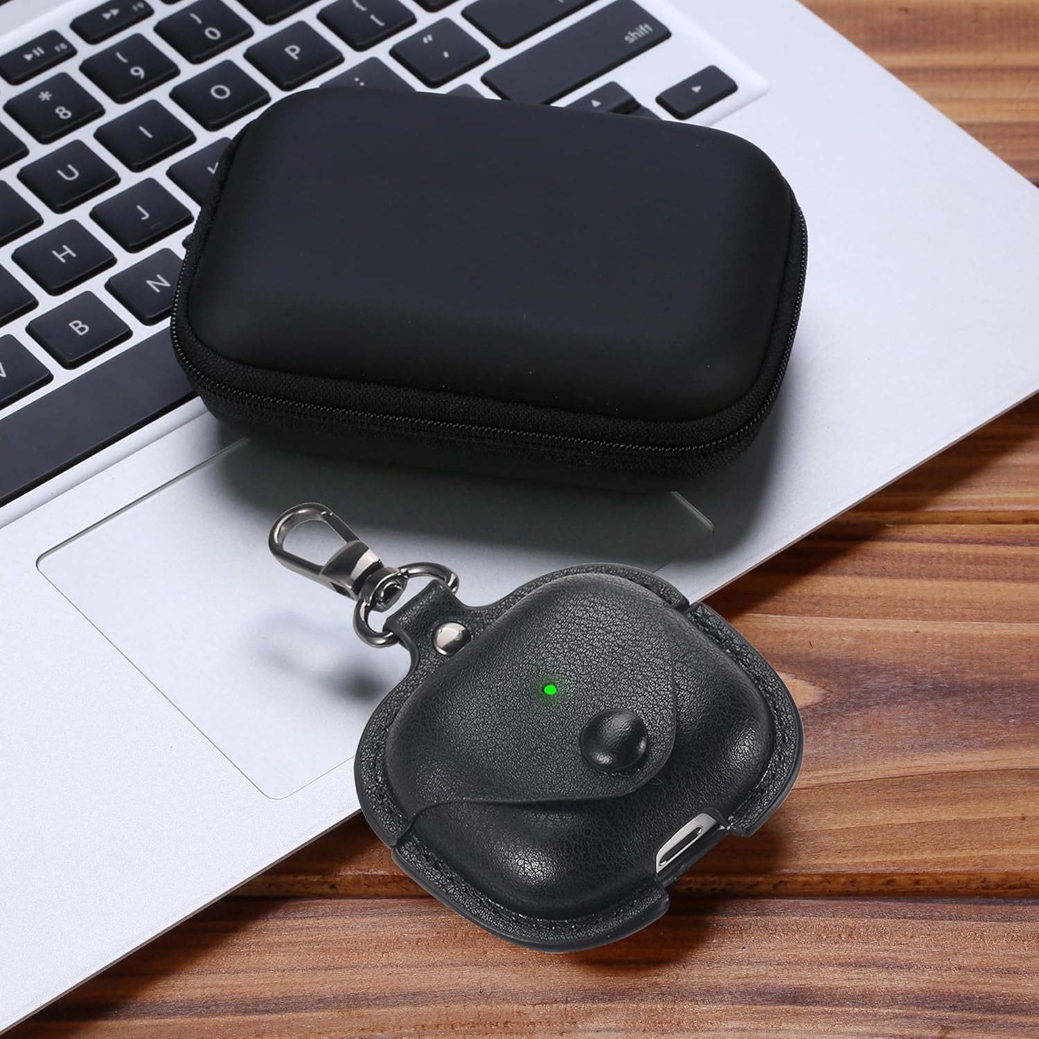 for Airpods 4 Case Leather, for Airpods 4Th Generation Case Cover Leather Airpod Gen 4 Protective Cover with Keychain Compatible with Apple Airpod Generation 4Th 2024, Black